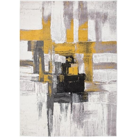 Modern Abstract Area Rug 5' x 7' Gold - Picture 3 of 8